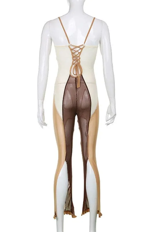 JX175 Mesh Cutout Party Jumpsuit
