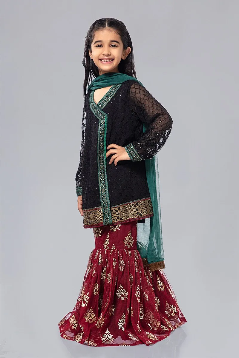 Kids Chiffon Party Wear in Black Color #N9027