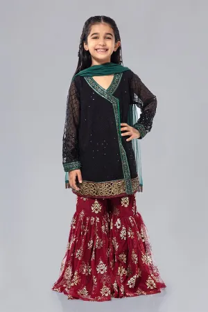 Kids Chiffon Party Wear in Black Color #N9027