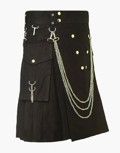 KILTS IN MODERN BLACK FASHION WITH CHAIN