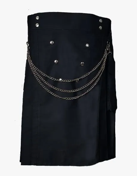 KILTS IN MODERN BLACK FASHION WITH CHAIN