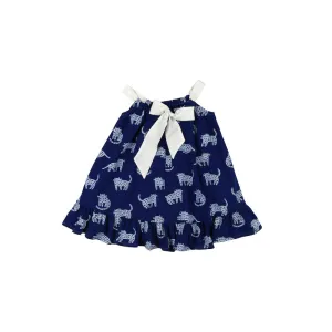 Kukukid Bow Dress Berry Blue Cheetah