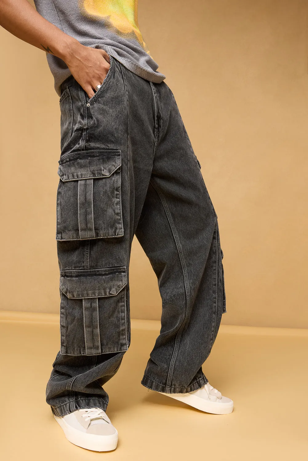 Lead Grey Utility Men's Baggy Cargo