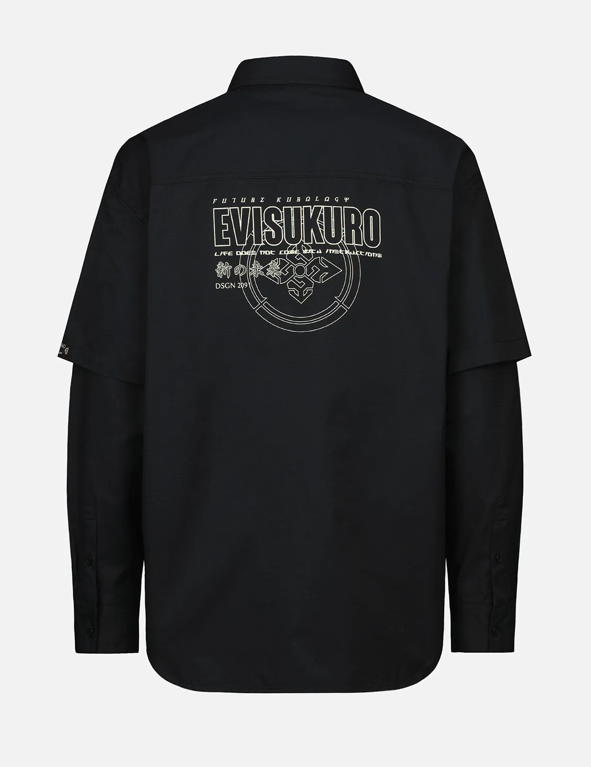 Logo Print Multi Pocket Mock 2-in-1 Shirt