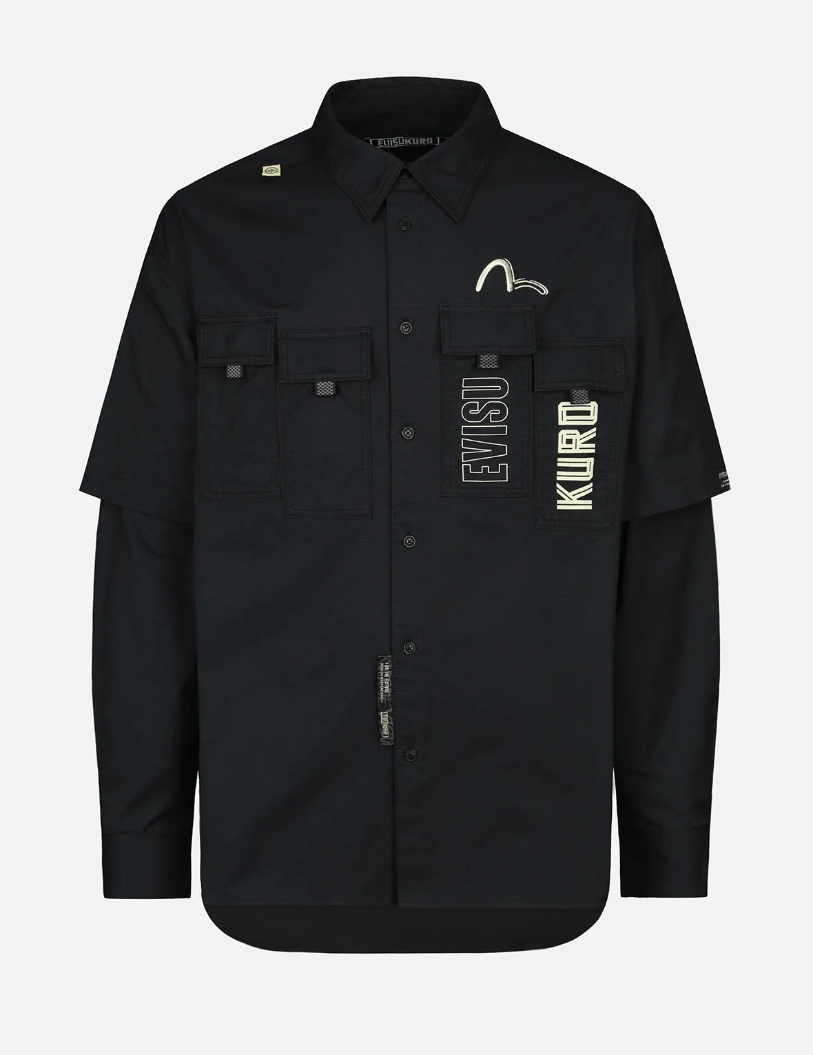 Logo Print Multi Pocket Mock 2-in-1 Shirt
