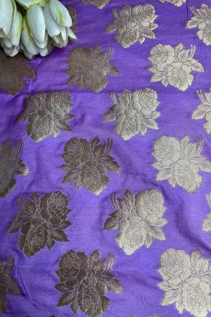 Luxurious Purple Banarasi Silk Fabric ( 1 Mtr )
