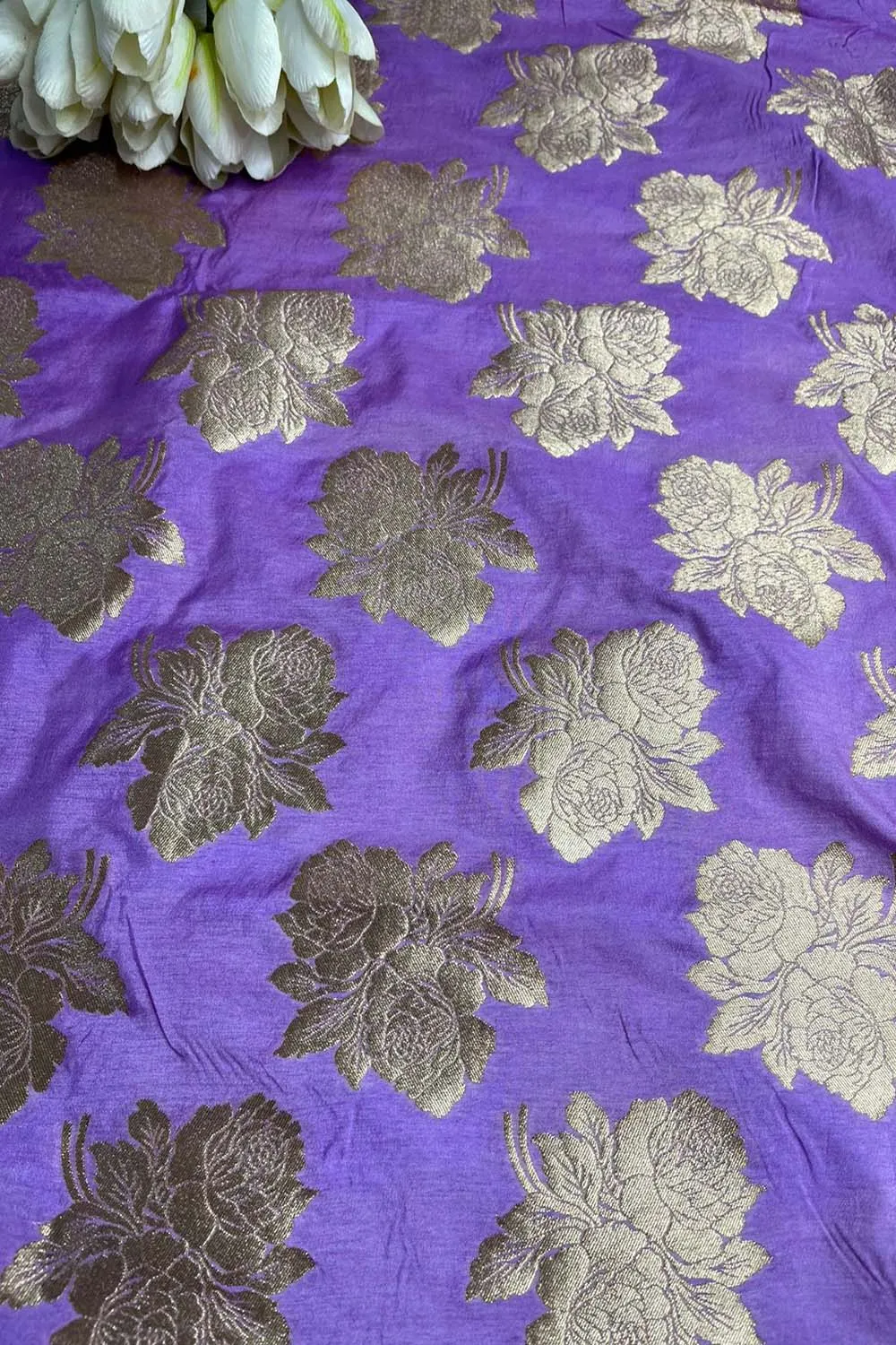 Luxurious Purple Banarasi Silk Fabric ( 1 Mtr )