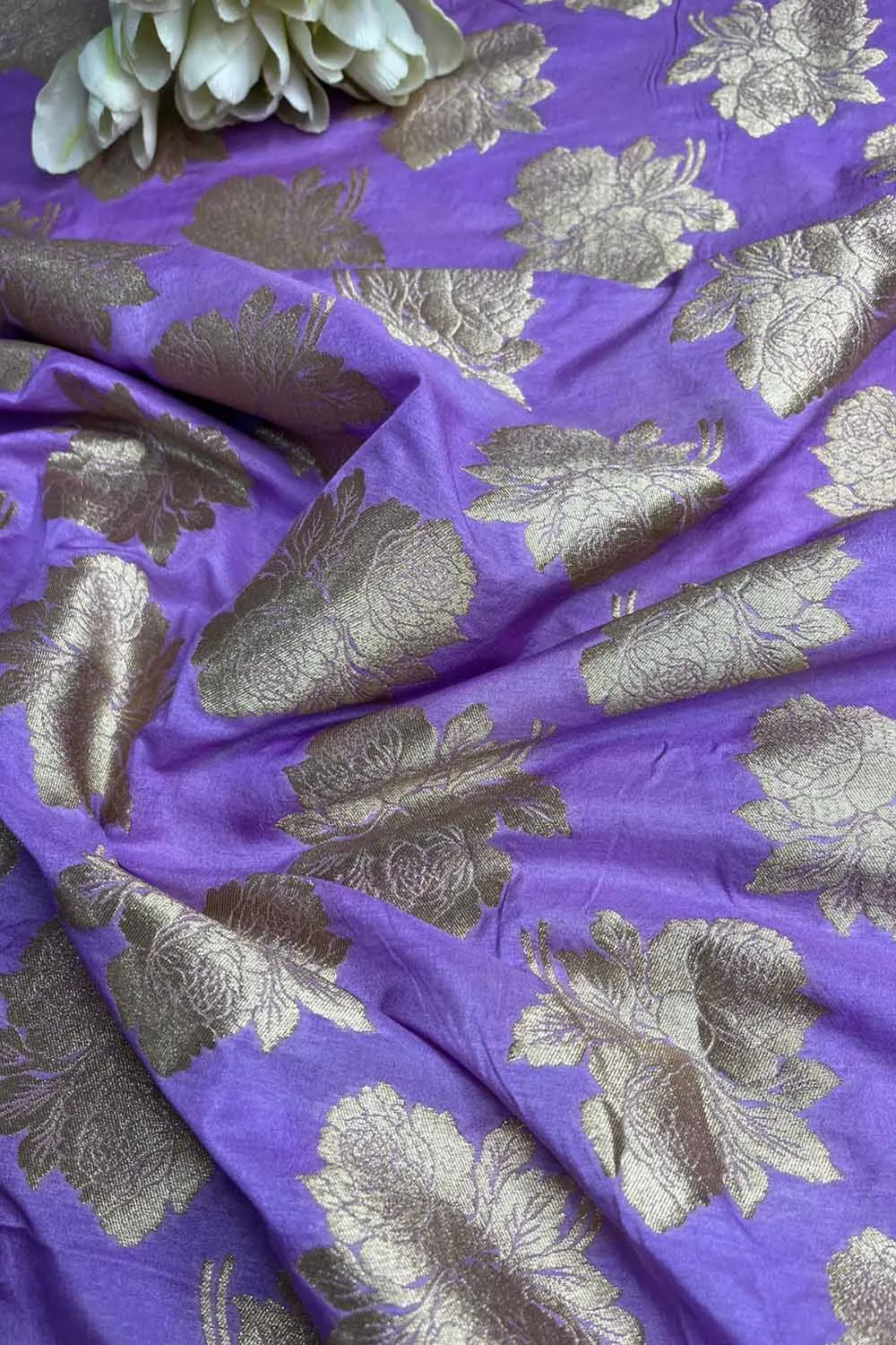 Luxurious Purple Banarasi Silk Fabric ( 1 Mtr )