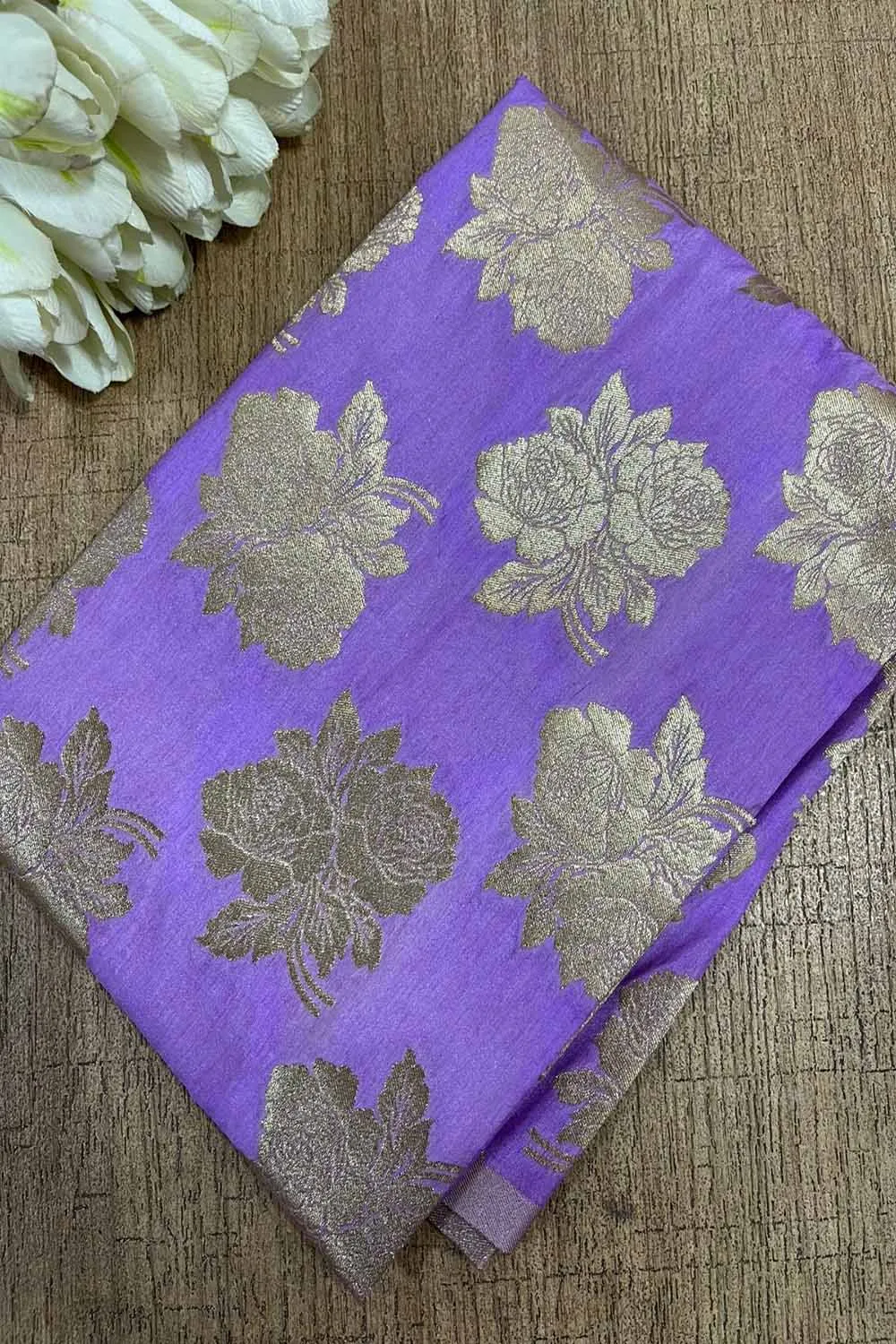 Luxurious Purple Banarasi Silk Fabric ( 1 Mtr )