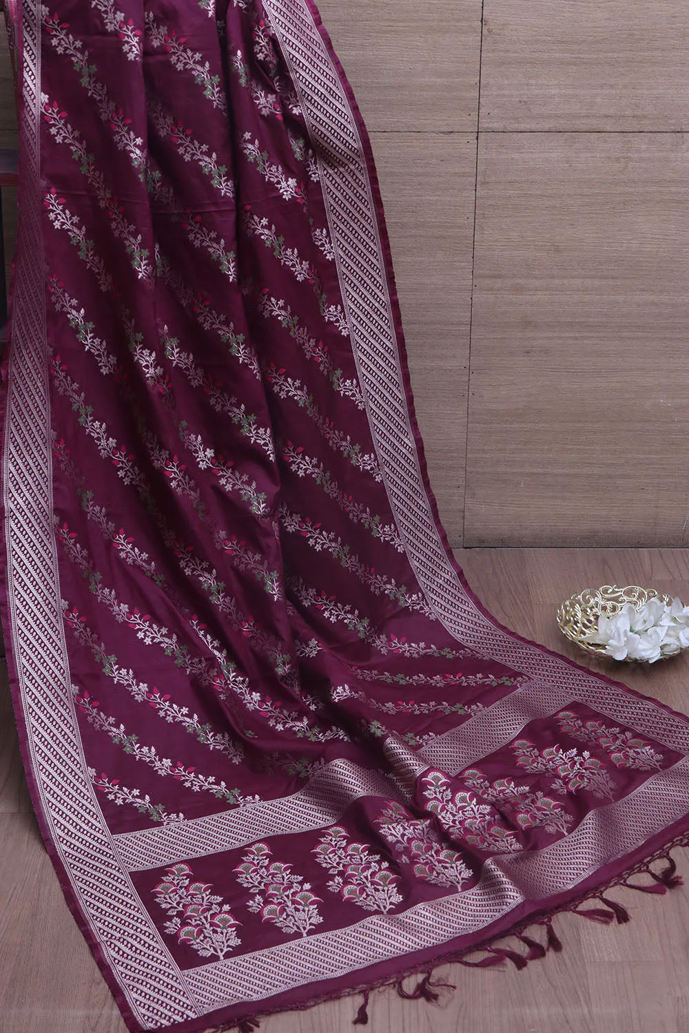 Maroon Banarasi Silk Dupatta - Elegant Ethnic Accessory