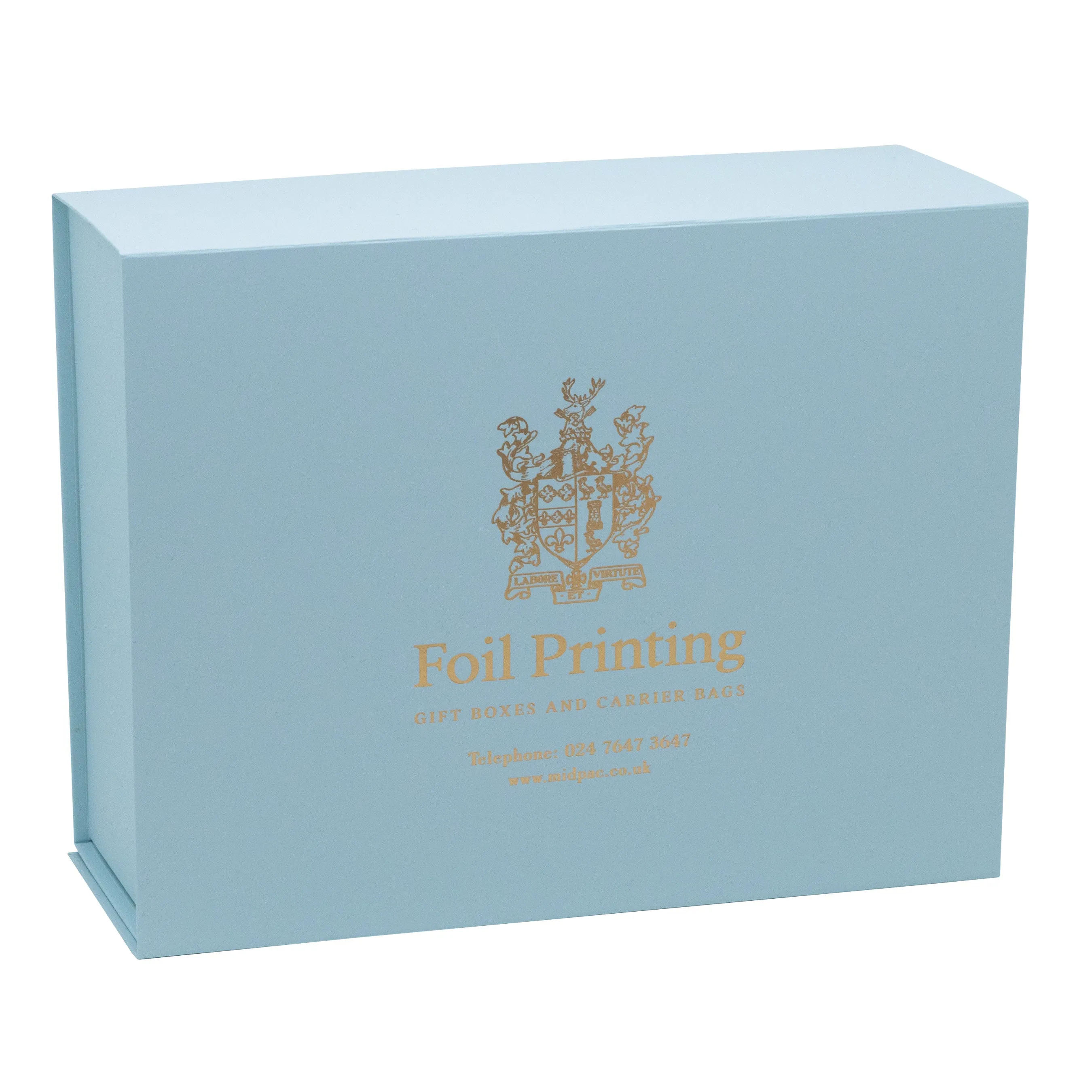 Matt Baby Blue Foil Printed Boxes 220x280x110mm