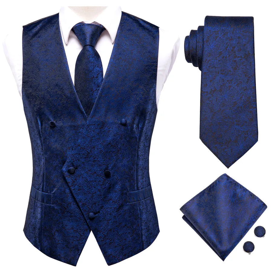 Midnight Bloom Floral Silk Vest Set