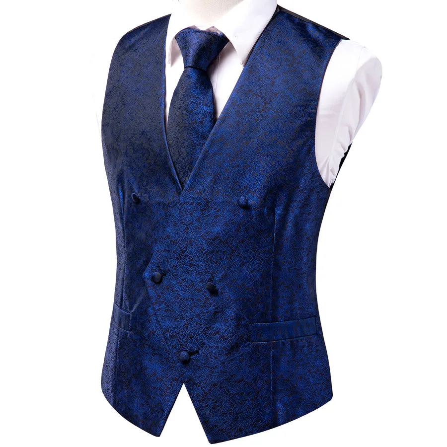 Midnight Bloom Floral Silk Vest Set