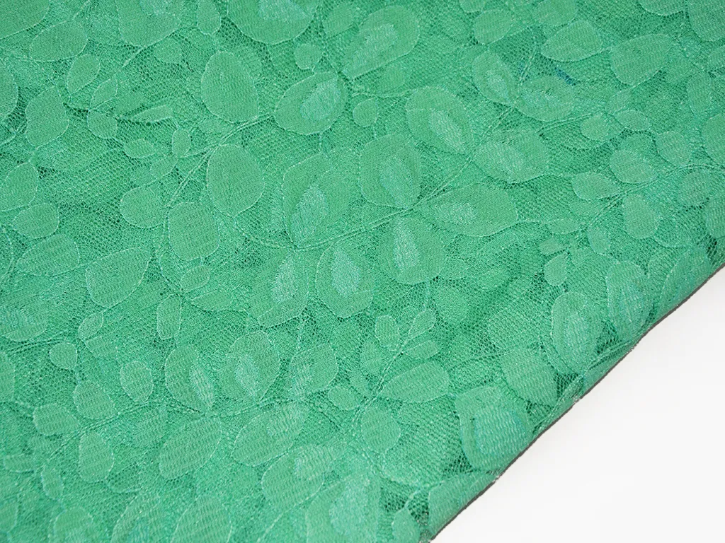 Mint Green Laser Embroidered Cotton Net Fabric