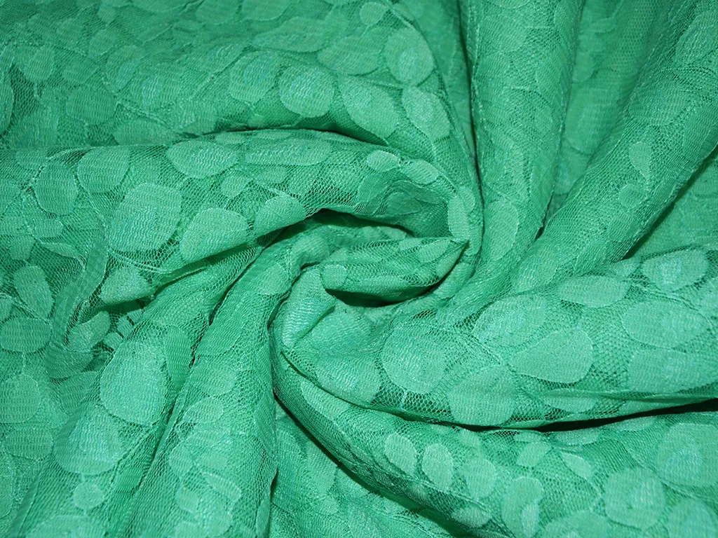 Mint Green Laser Embroidered Cotton Net Fabric