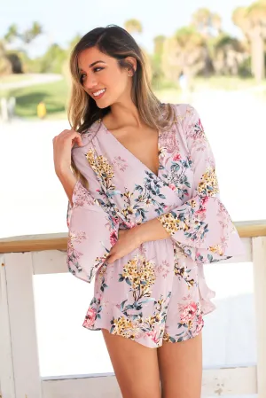 Misty Pink Floral Romper