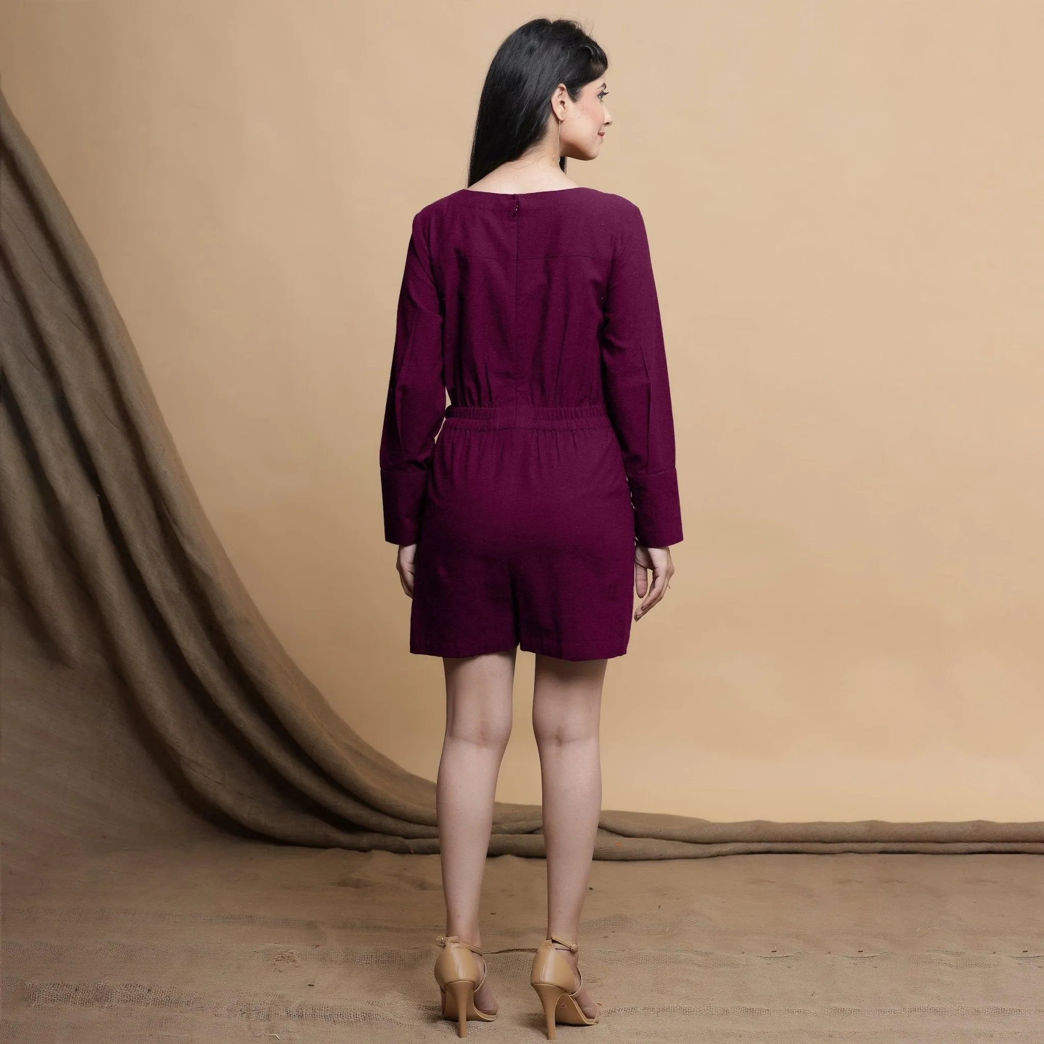 Mulberry Cotton Square Neck Gathered Romper