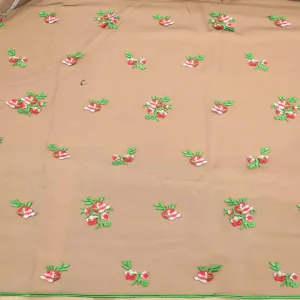 Multicolor Floral Embroidered Tulle Fabric