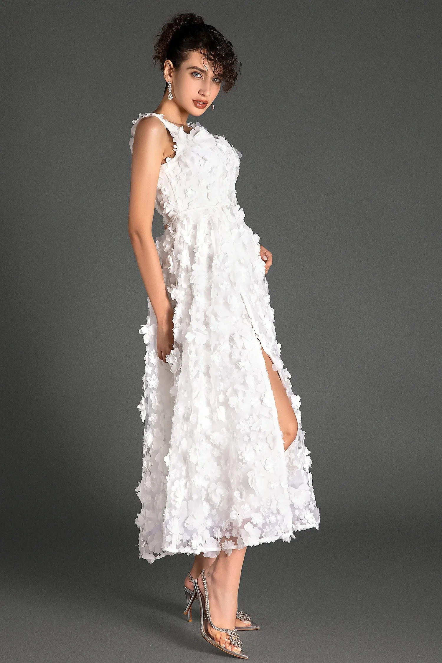 Ninia Floral Embroidered Puffy Dress