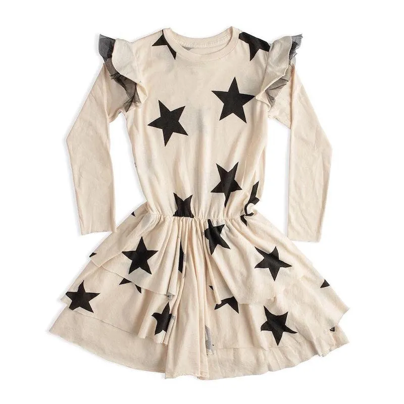NUNUNU Star Multi Layered Dress White