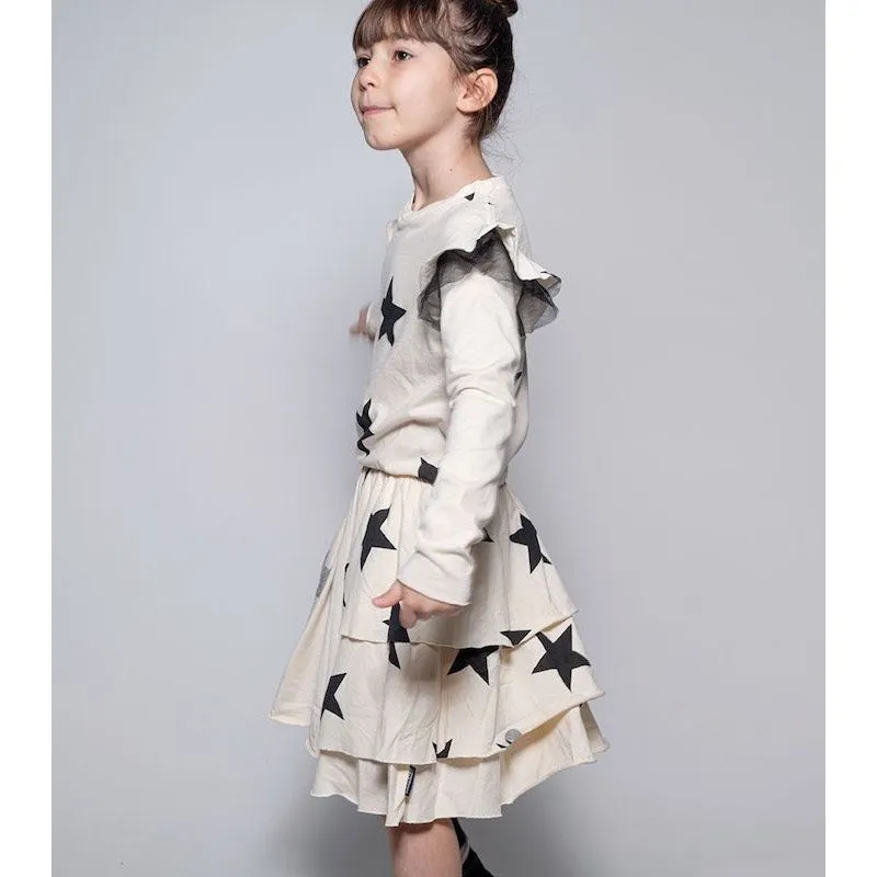 NUNUNU Star Multi Layered Dress White