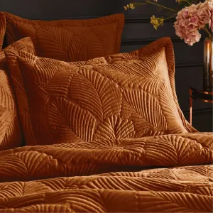 Palmeria Quilted Velvet Pillowcase Rust