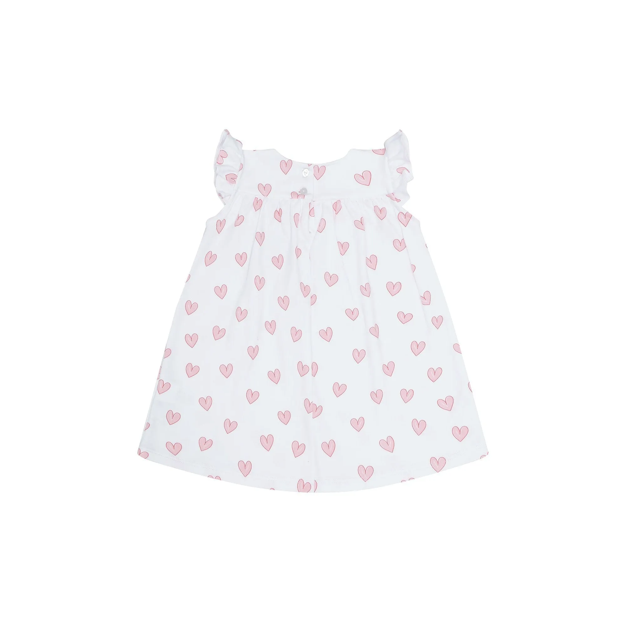 Pink Heart Print Scoop Neck Dress
