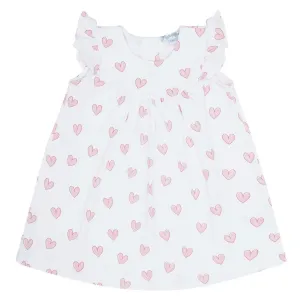 Pink Heart Print Scoop Neck Dress