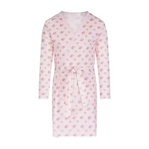 Polkadot GIRLS PINK VINTAGE DITSY ROSE Print ROBE w Lace