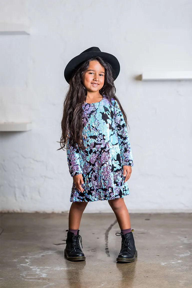 Rock Your Kid Blue Sequin Shift Dress