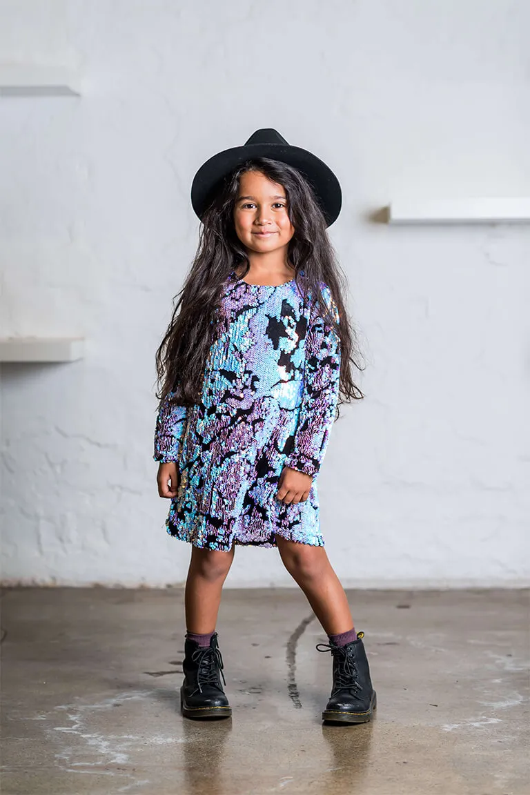 Rock Your Kid Blue Sequin Shift Dress