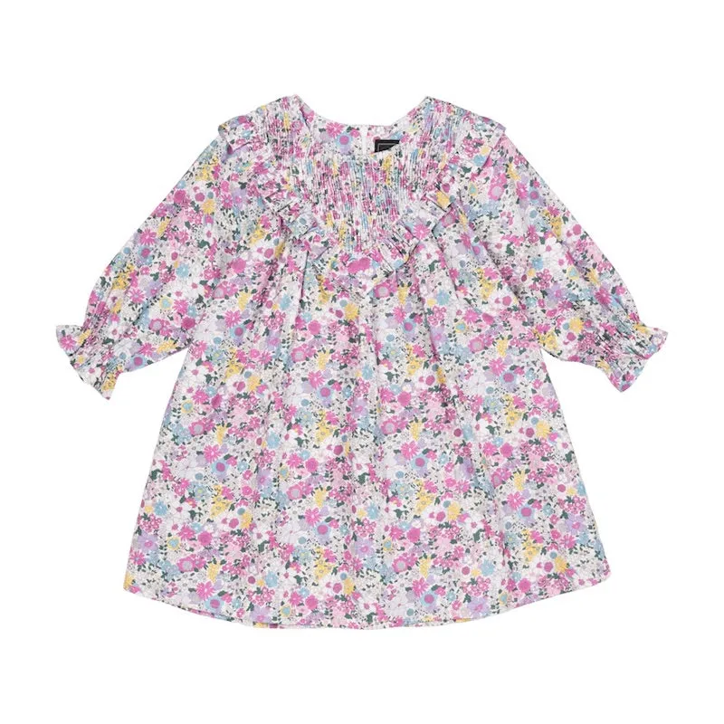 Rock Your Kid Pink Floral Shirred Dress