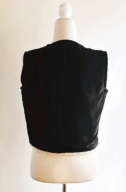 Short Tradition Hand Embroidered Vest (Black)