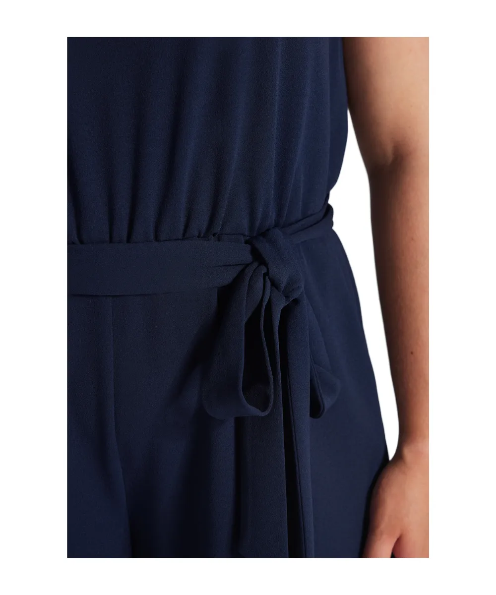 SWING STRETCH CREPE JUMPSUIT IN BLUE