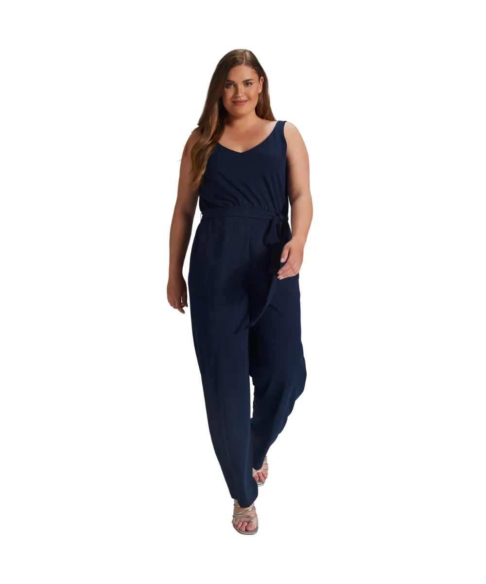 SWING STRETCH CREPE JUMPSUIT IN BLUE