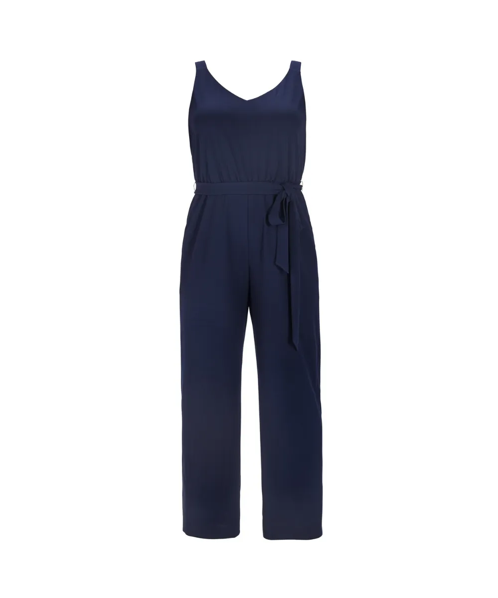 SWING STRETCH CREPE JUMPSUIT IN BLUE