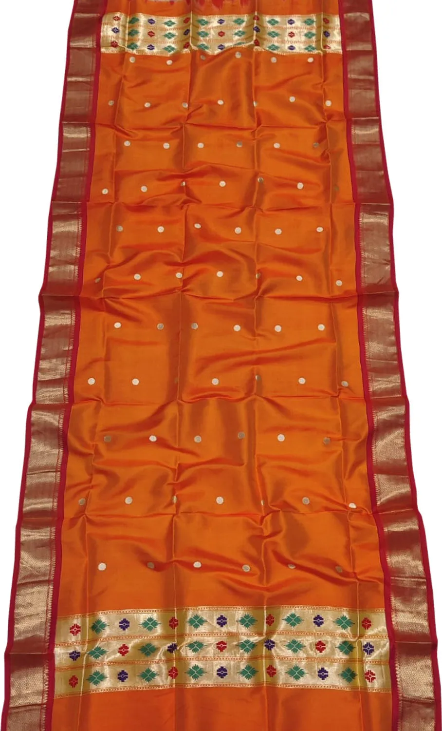 Timeless Elegance: Exquisite Orange Paithani Pure Silk Dupatta