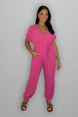 V-Neck Waist Tie Jumpsuit