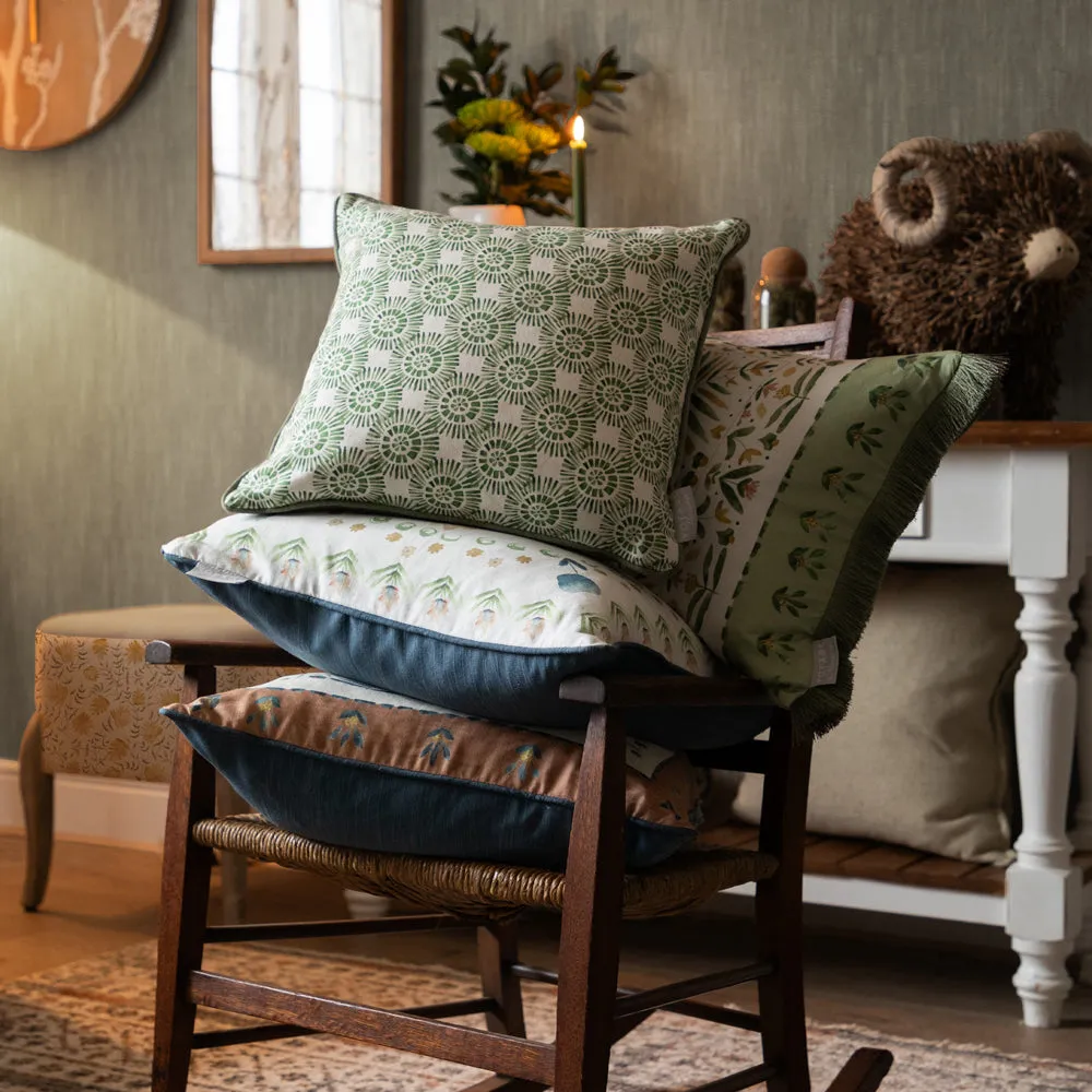 Vali Printed Piped Cushion Sage