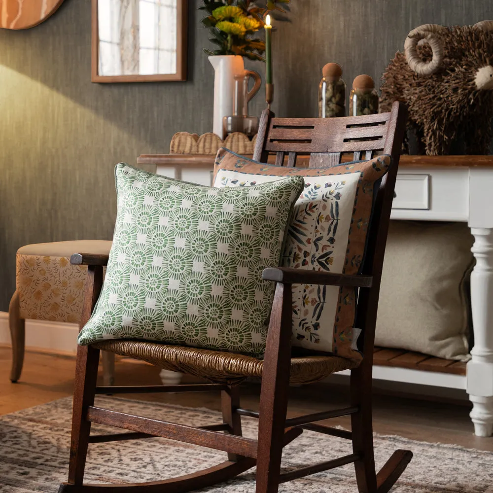 Vali Printed Piped Cushion Sage