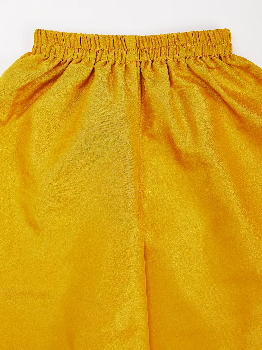 VASTRAMAY Girls' Mustard Kurta Palazzo Set With Potli