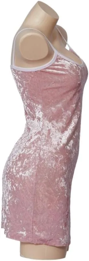 VEECOOCOS Movie President's Daughter Dress Women's Pink Crushed Velvet Dress
