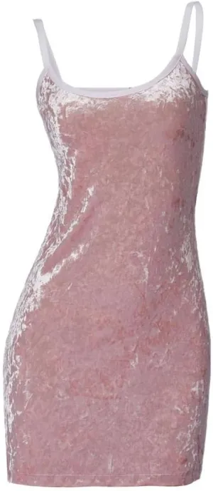 VEECOOCOS Movie President's Daughter Dress Women's Pink Crushed Velvet Dress