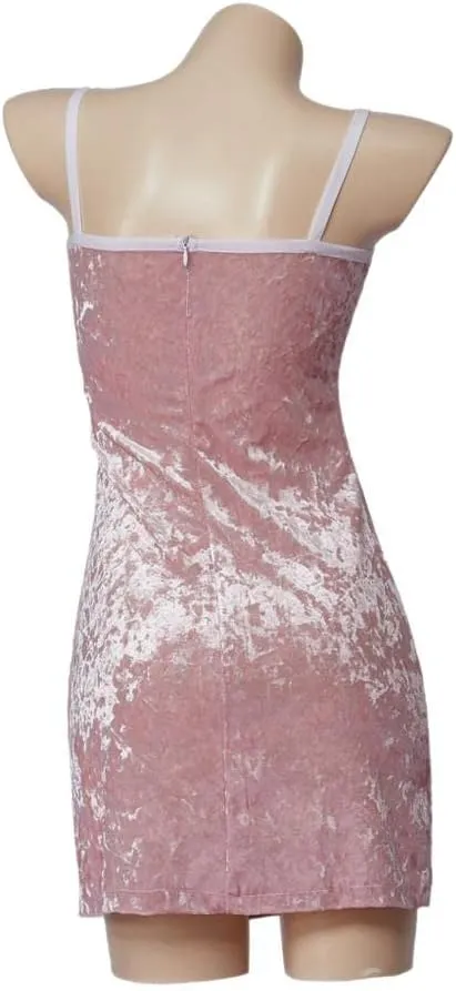 VEECOOCOS Movie President's Daughter Dress Women's Pink Crushed Velvet Dress