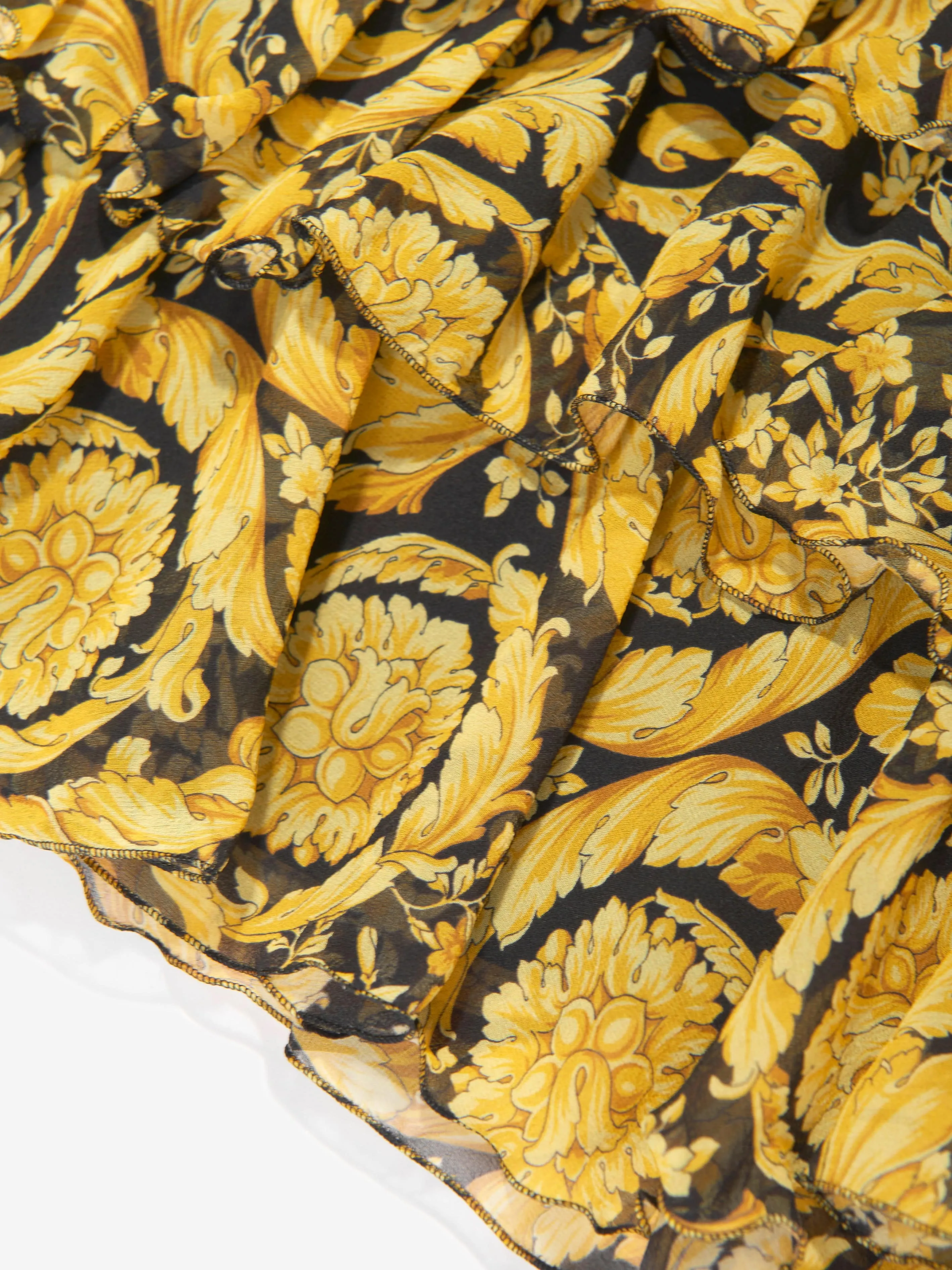 Versace Girls Silk Barocco Ruffle Skirt in Gold