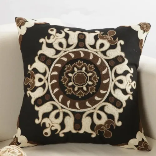 Vintage Floral Embroidered Cushion