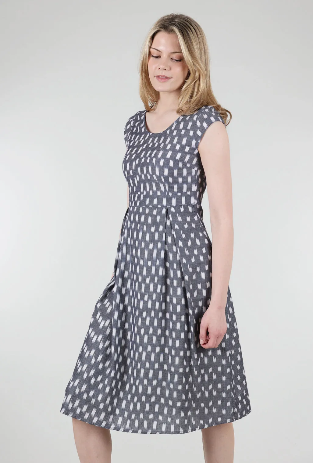 Vintage-Inspired Ikat Dress, Blue