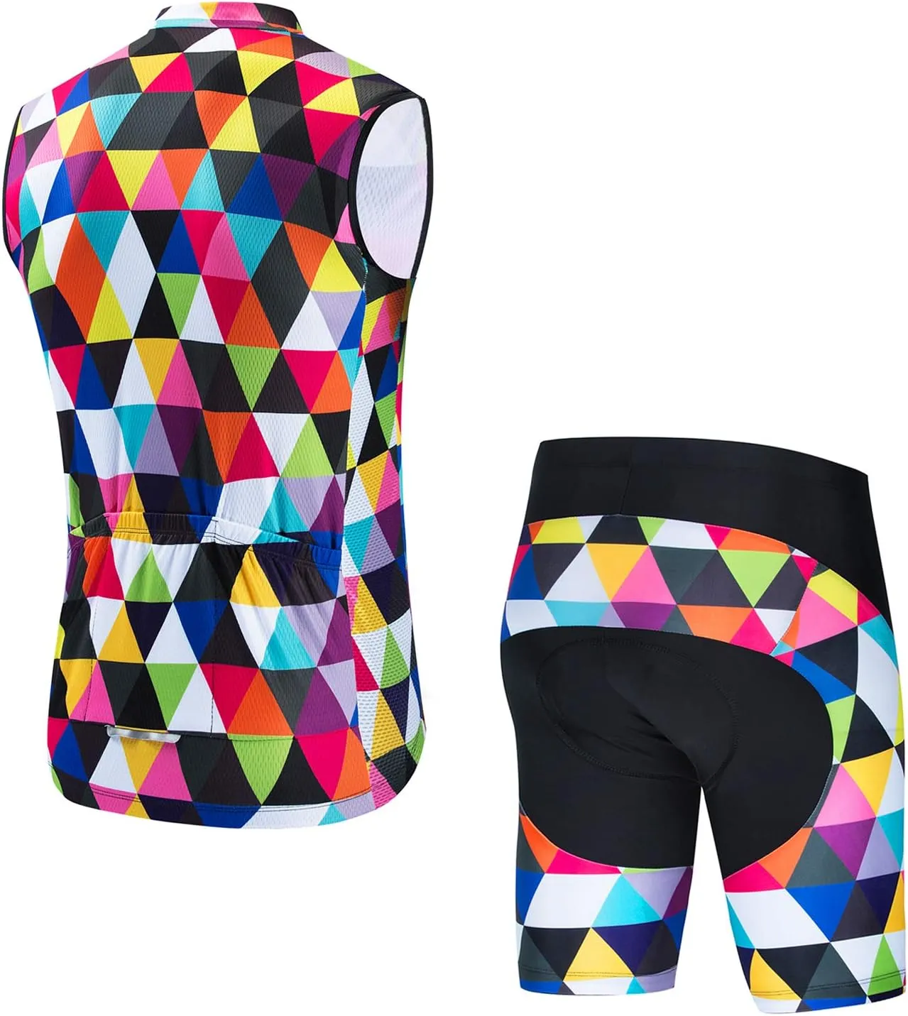 Weimostar Men's Cycling Jersey Short Sleeve Bike Clothing Multicolored Diamond