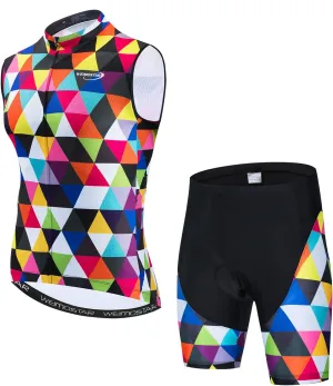 Weimostar Men's Cycling Jersey Short Sleeve Bike Clothing Multicolored Diamond