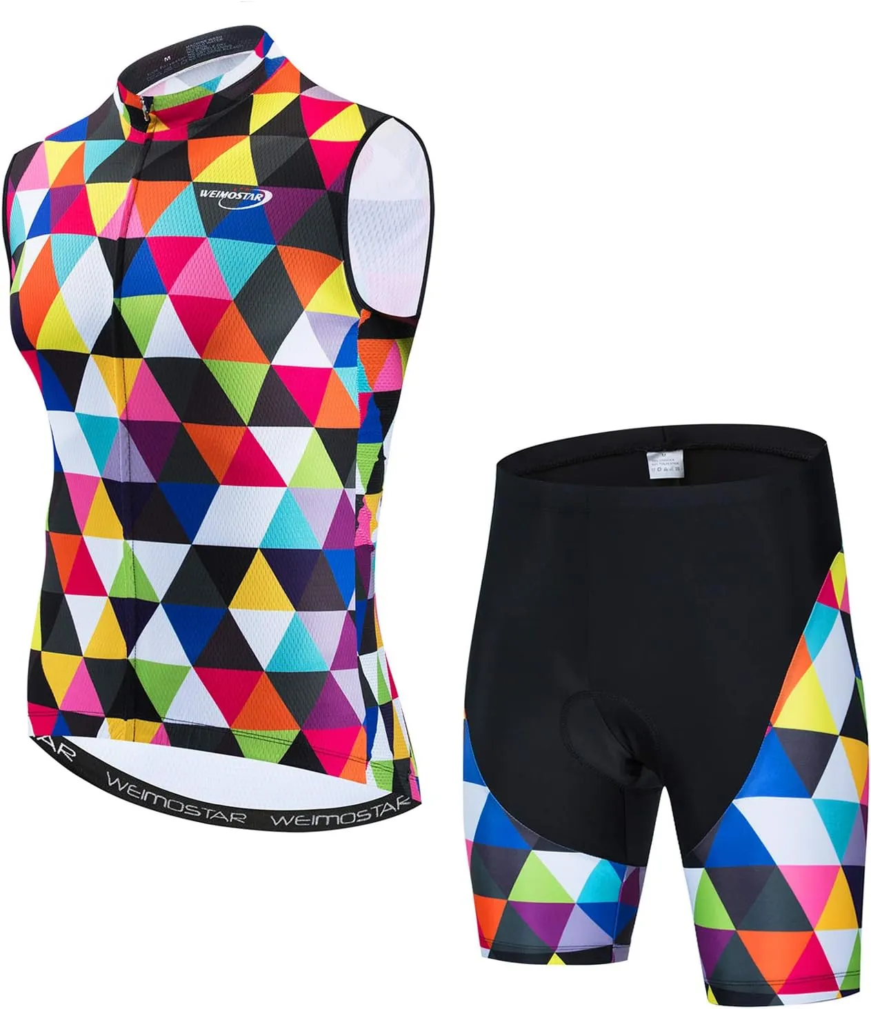 Weimostar Men's Cycling Jersey Short Sleeve Bike Clothing Multicolored Diamond
